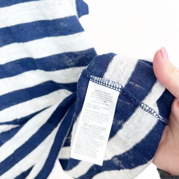 J. Crew Blue White Striped Linen Short Sleeve T Shirt Sz 3X - Picture 3 of 4